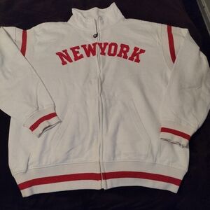 White and Red New York Zip-Up Jacket